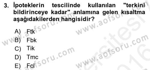 Bina ve Site Yöneticiliği Dersi 2015 - 2016 Yılı (Vize) Ara Sınav Soruları 3. Soru