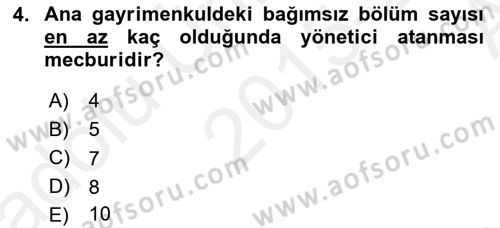 Bina ve Site Yöneticiliği Dersi 2015 - 2016 Yılı (Vize) Ara Sınav Soruları 4. Soru