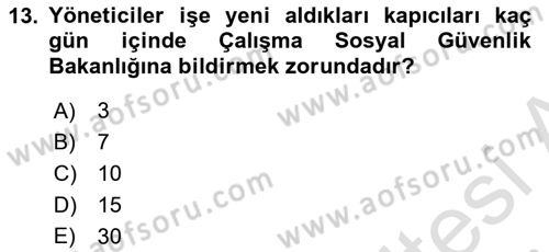 Bina ve Site Yöneticiliği Dersi 2015 - 2016 Yılı (Final) Dönem Sonu Sınav Soruları 13. Soru