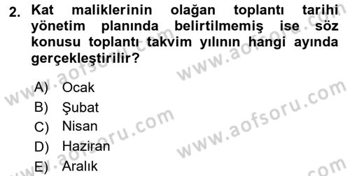 Bina ve Site Yöneticiliği Dersi 2015 - 2016 Yılı (Final) Dönem Sonu Sınav Soruları 2. Soru