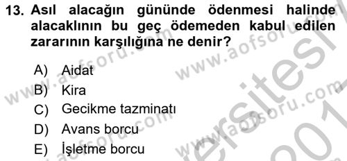 Bina ve Site Yöneticiliği Dersi 2016 - 2017 Yılı 3 Ders Sınav Soruları 13. Soru