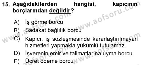 Bina ve Site Yöneticiliği Dersi 2016 - 2017 Yılı 3 Ders Sınav Soruları 15. Soru