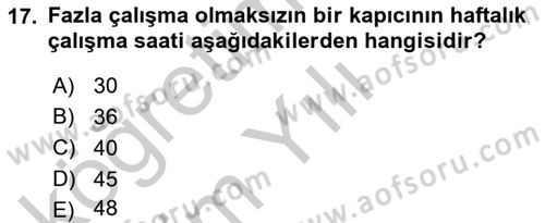 Bina ve Site Yöneticiliği Dersi 2016 - 2017 Yılı 3 Ders Sınav Soruları 17. Soru