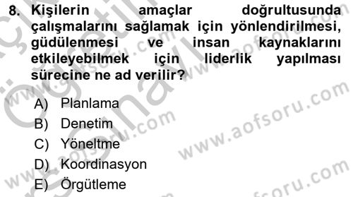 Bina ve Site Yöneticiliği Dersi 2016 - 2017 Yılı 3 Ders Sınav Soruları 8. Soru