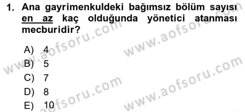 Bina ve Site Yöneticiliği Dersi 2016 - 2017 Yılı (Vize) Ara Sınav Soruları 1. Soru