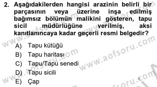Bina ve Site Yöneticiliği Dersi 2016 - 2017 Yılı (Vize) Ara Sınav Soruları 2. Soru