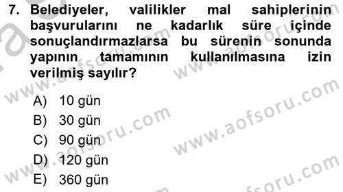 Bina ve Site Yöneticiliği Dersi 2016 - 2017 Yılı (Vize) Ara Sınav Soruları 7. Soru