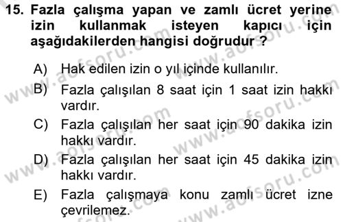 Bina ve Site Yöneticiliği Dersi 2016 - 2017 Yılı (Final) Dönem Sonu Sınav Soruları 15. Soru