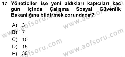 Bina ve Site Yöneticiliği Dersi 2017 - 2018 Yılı 3 Ders Sınav Soruları 17. Soru
