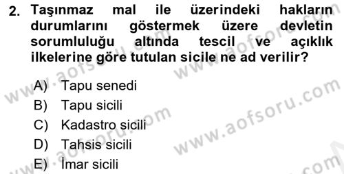 Bina ve Site Yöneticiliği Dersi 2017 - 2018 Yılı 3 Ders Sınav Soruları 2. Soru