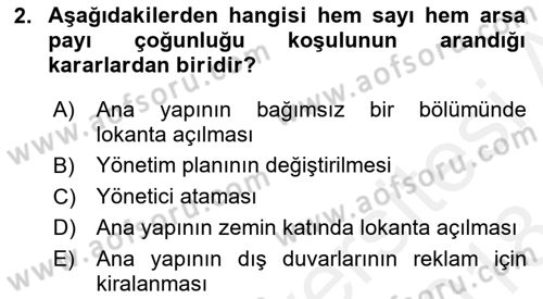 Bina ve Site Yöneticiliği Dersi 2017 - 2018 Yılı (Final) Dönem Sonu Sınav Soruları 2. Soru