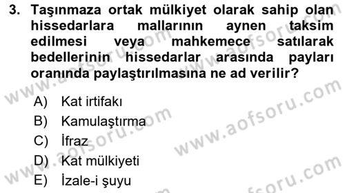 Bina ve Site Yöneticiliği Dersi 2017 - 2018 Yılı (Final) Dönem Sonu Sınav Soruları 3. Soru