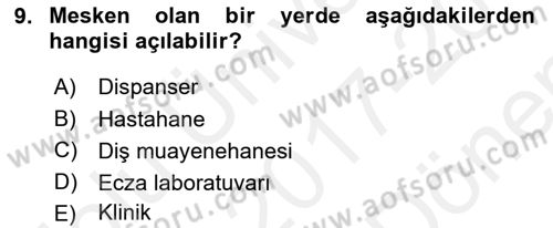 Bina ve Site Yöneticiliği Dersi 2017 - 2018 Yılı (Final) Dönem Sonu Sınav Soruları 9. Soru