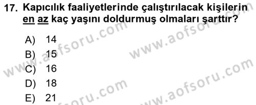 Bina ve Site Yöneticiliği Dersi 2018 - 2019 Yılı 3 Ders Sınav Soruları 17. Soru