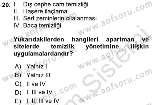 Bina ve Site Yöneticiliği Dersi 2018 - 2019 Yılı 3 Ders Sınav Soruları 20. Soru