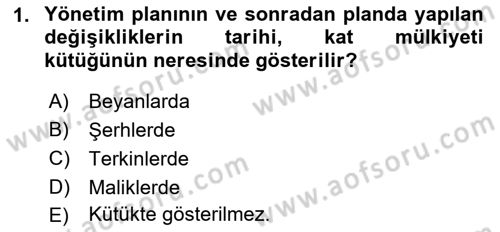 Bina ve Site Yöneticiliği Dersi 2018 - 2019 Yılı (Vize) Ara Sınav Soruları 1. Soru