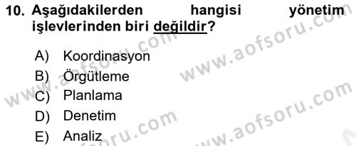 Bina ve Site Yöneticiliği Dersi 2018 - 2019 Yılı (Vize) Ara Sınav Soruları 10. Soru