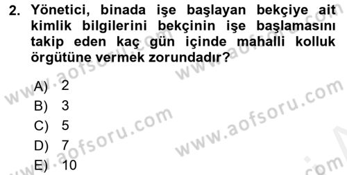Bina ve Site Yöneticiliği Dersi 2018 - 2019 Yılı (Vize) Ara Sınav Soruları 2. Soru