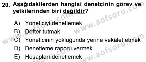 Bina ve Site Yöneticiliği Dersi 2018 - 2019 Yılı (Vize) Ara Sınav Soruları 20. Soru