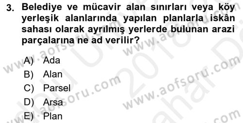 Bina ve Site Yöneticiliği Dersi 2018 - 2019 Yılı (Vize) Ara Sınav Soruları 3. Soru