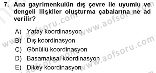 Bina ve Site Yöneticiliği Dersi 2018 - 2019 Yılı (Vize) Ara Sınav Soruları 7. Soru