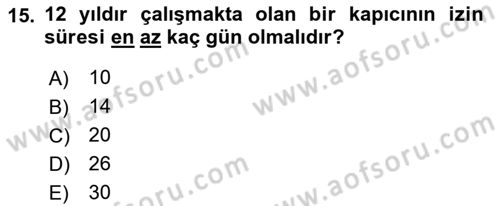 Bina ve Site Yöneticiliği Dersi 2018 - 2019 Yılı (Final) Dönem Sonu Sınav Soruları 15. Soru