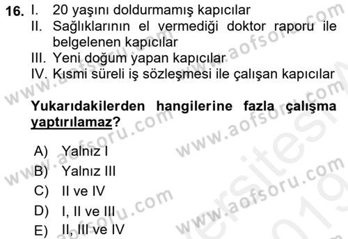 Bina ve Site Yöneticiliği Dersi 2018 - 2019 Yılı (Final) Dönem Sonu Sınav Soruları 16. Soru