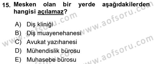 Bina ve Site Yöneticiliği Dersi 2018 - 2019 Yılı Yaz Okulu Sınav Soruları 15. Soru