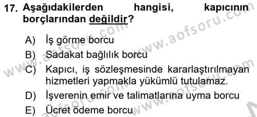 Bina ve Site Yöneticiliği Dersi 2018 - 2019 Yılı Yaz Okulu Sınav Soruları 17. Soru