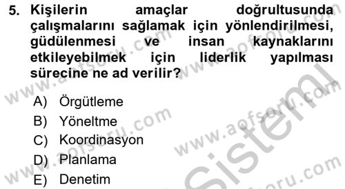 Bina ve Site Yöneticiliği Dersi 2018 - 2019 Yılı Yaz Okulu Sınav Soruları 5. Soru