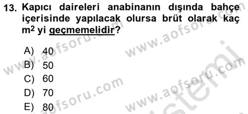 Bina ve Site Yöneticiliği Dersi 2021 - 2022 Yılı (Final) Dönem Sonu Sınav Soruları 13. Soru