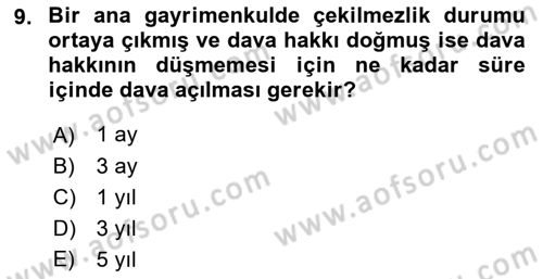 Bina ve Site Yöneticiliği Dersi 2021 - 2022 Yılı (Final) Dönem Sonu Sınav Soruları 9. Soru