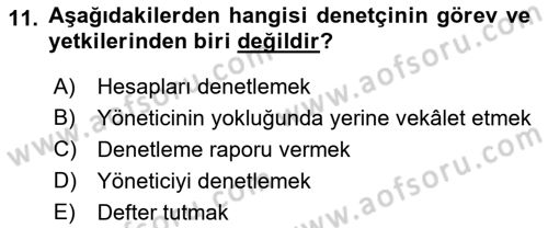 Bina ve Site Yöneticiliği Dersi 2021 - 2022 Yılı Yaz Okulu Sınav Soruları 11. Soru
