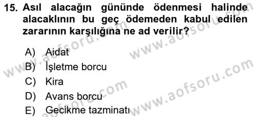 Bina ve Site Yöneticiliği Dersi 2021 - 2022 Yılı Yaz Okulu Sınav Soruları 15. Soru