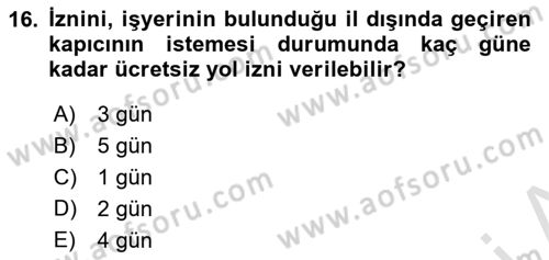 Bina ve Site Yöneticiliği Dersi 2021 - 2022 Yılı Yaz Okulu Sınav Soruları 16. Soru