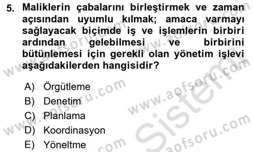 Bina ve Site Yöneticiliği Dersi 2021 - 2022 Yılı Yaz Okulu Sınav Soruları 5. Soru