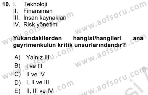 Bina ve Site Yöneticiliği Dersi 2023 - 2024 Yılı (Vize) Ara Sınav Soruları 10. Soru