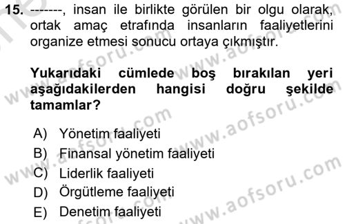 Bina ve Site Yöneticiliği Dersi 2023 - 2024 Yılı (Vize) Ara Sınav Soruları 15. Soru