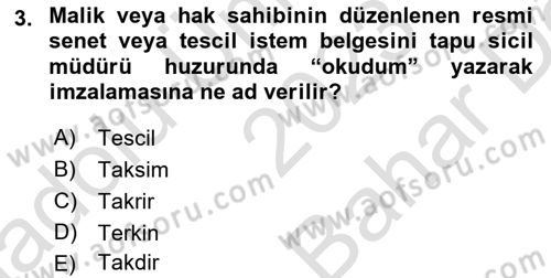 Bina ve Site Yöneticiliği Dersi 2023 - 2024 Yılı (Vize) Ara Sınav Soruları 3. Soru
