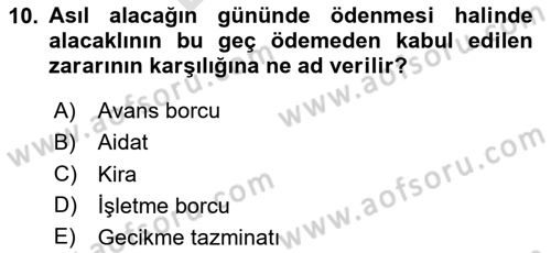 Bina ve Site Yöneticiliği Dersi 2023 - 2024 Yılı (Final) Dönem Sonu Sınav Soruları 10. Soru