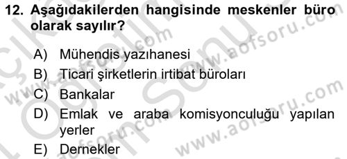 Bina ve Site Yöneticiliği Dersi 2023 - 2024 Yılı (Final) Dönem Sonu Sınav Soruları 12. Soru