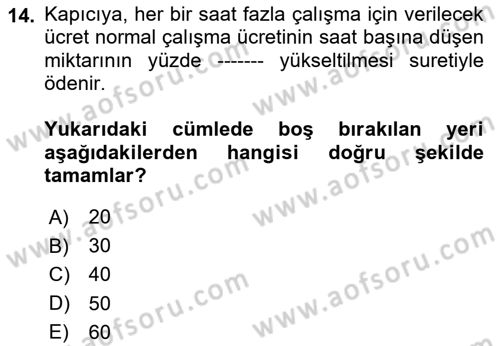 Bina ve Site Yöneticiliği Dersi 2023 - 2024 Yılı (Final) Dönem Sonu Sınav Soruları 14. Soru