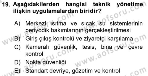 Bina ve Site Yöneticiliği Dersi 2023 - 2024 Yılı (Final) Dönem Sonu Sınav Soruları 19. Soru