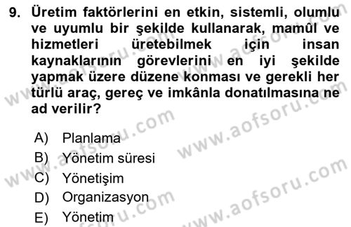 Bina ve Site Yöneticiliği Dersi 2023 - 2024 Yılı Yaz Okulu Sınav Soruları 9. Soru