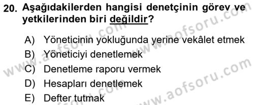 Bina ve Site Yöneticiliği Dersi 2024 - 2025 Yılı (Vize) Ara Sınav Soruları 20. Soru