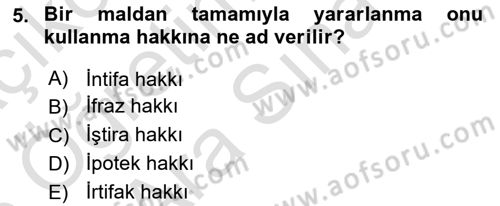 Bina ve Site Yöneticiliği Dersi 2024 - 2025 Yılı (Vize) Ara Sınav Soruları 5. Soru