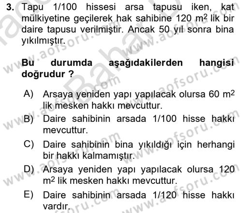 Bina ve Site Yöneticiliği Dersi 2024 - 2025 Yılı (Final) Dönem Sonu Sınav Soruları 3. Soru