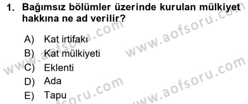 Bina ve Site Yöneticiliği Dersi 2024 - 2025 Yılı Yaz Okulu Sınav Soruları 1. Soru