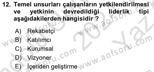 Bina ve Site Yöneticiliği Dersi 2024 - 2025 Yılı Yaz Okulu Sınav Soruları 12. Soru