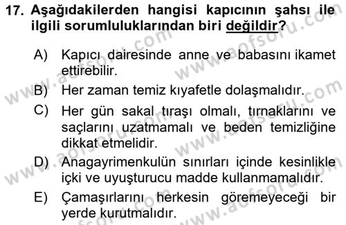 Bina ve Site Yöneticiliği Dersi 2024 - 2025 Yılı Yaz Okulu Sınav Soruları 17. Soru